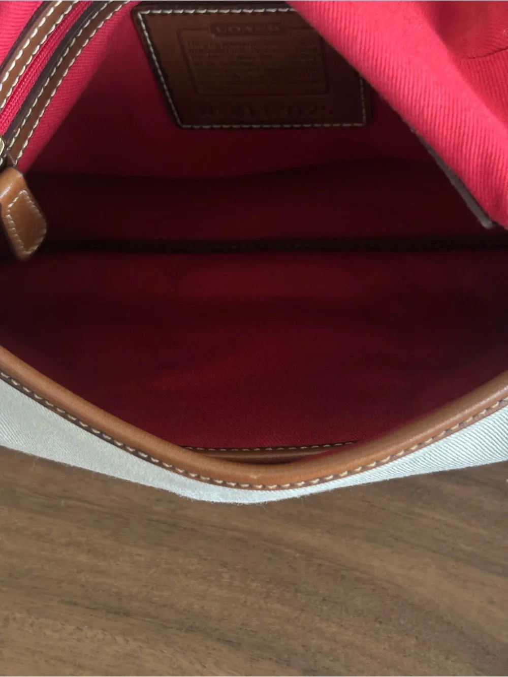 COACH Vintage Legacy Saddle Bag Cream Canvas & Tan Leather